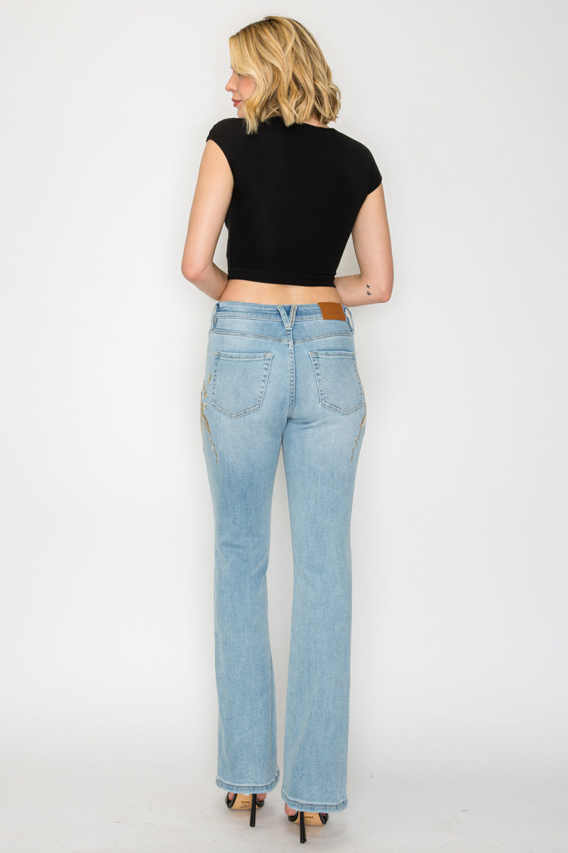 Artemis Vintage High Rise Embroidered Modern Bootcut Jeans Artemis Vintage
