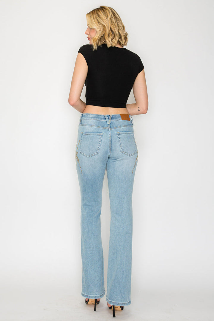 Artemis Vintage High Rise Embroidered Modern Bootcut Jeans Artemis Vintage
