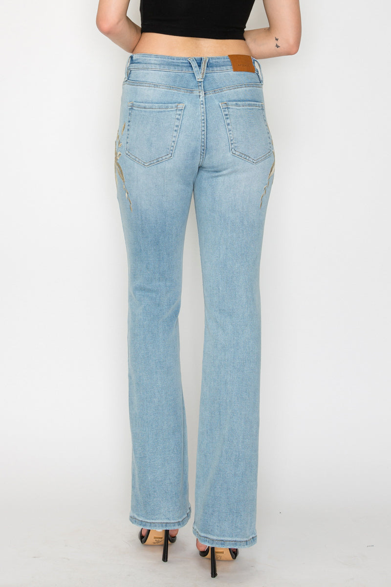 Artemis Vintage High Rise Embroidered Modern Bootcut Jeans Artemis Vintage