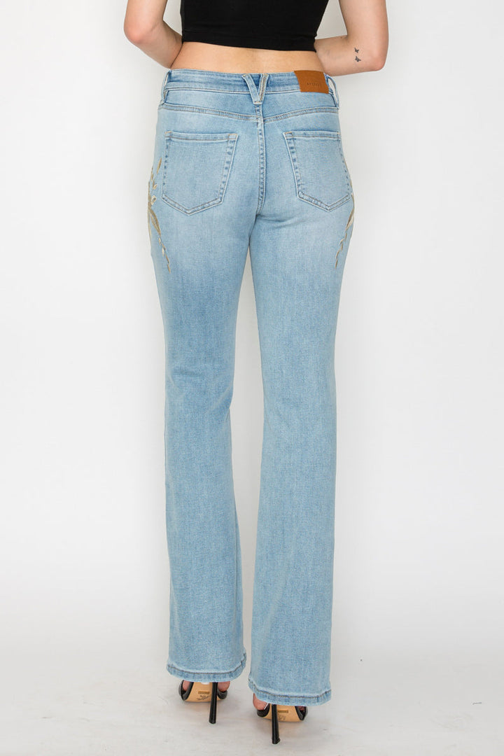 Artemis Vintage High Rise Embroidered Modern Bootcut Jeans Artemis Vintage