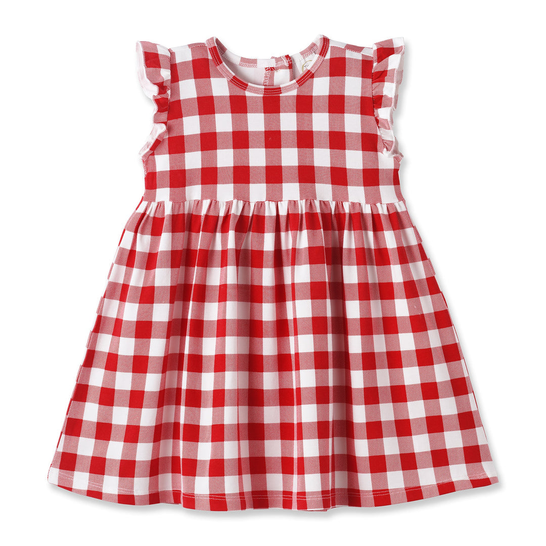 Picnic Plaid Soft Bamboo Summer Flutter Girls Dress