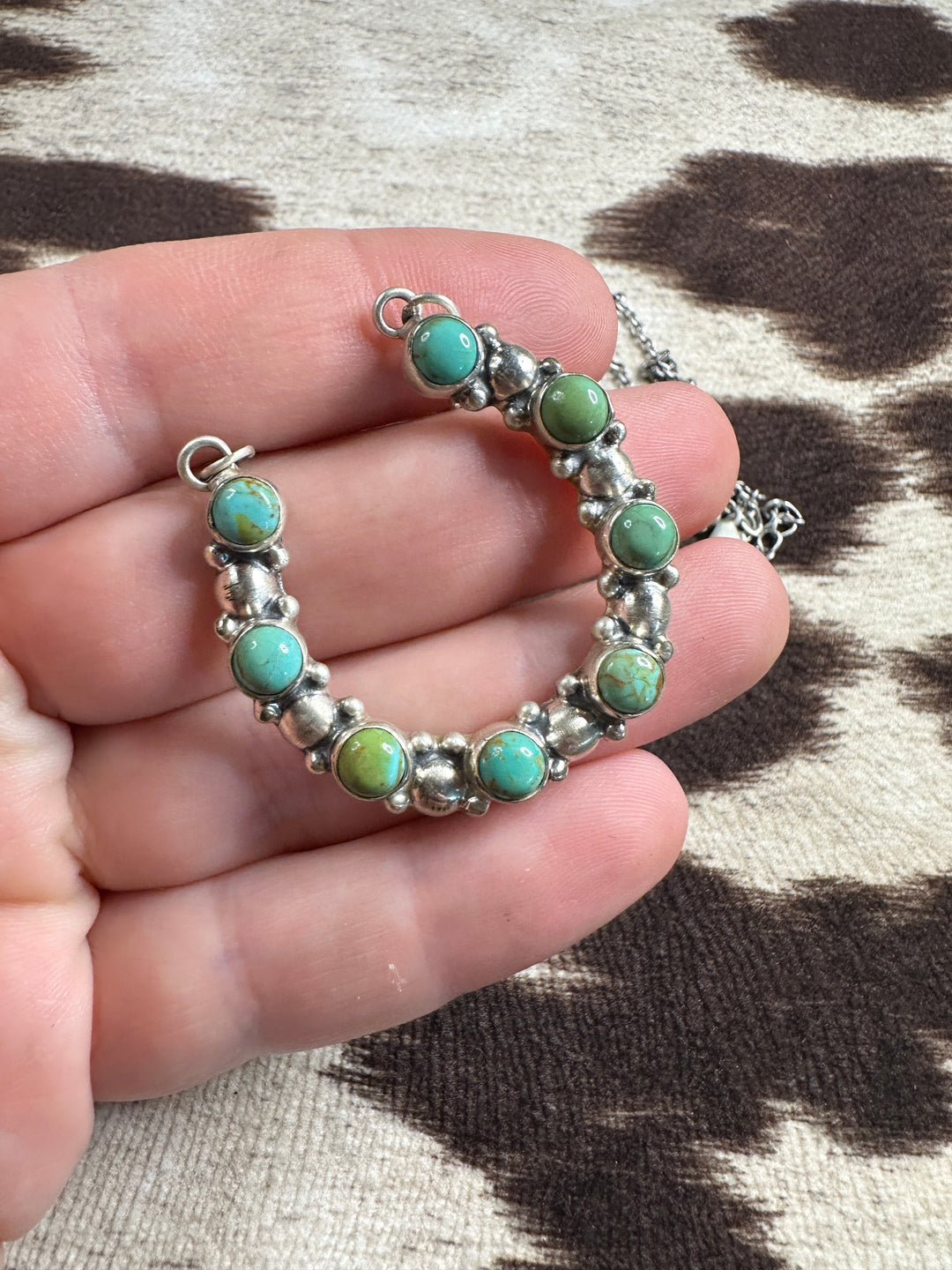 Handmade Turquoise & Sterling Silver Horseshoe Necklace