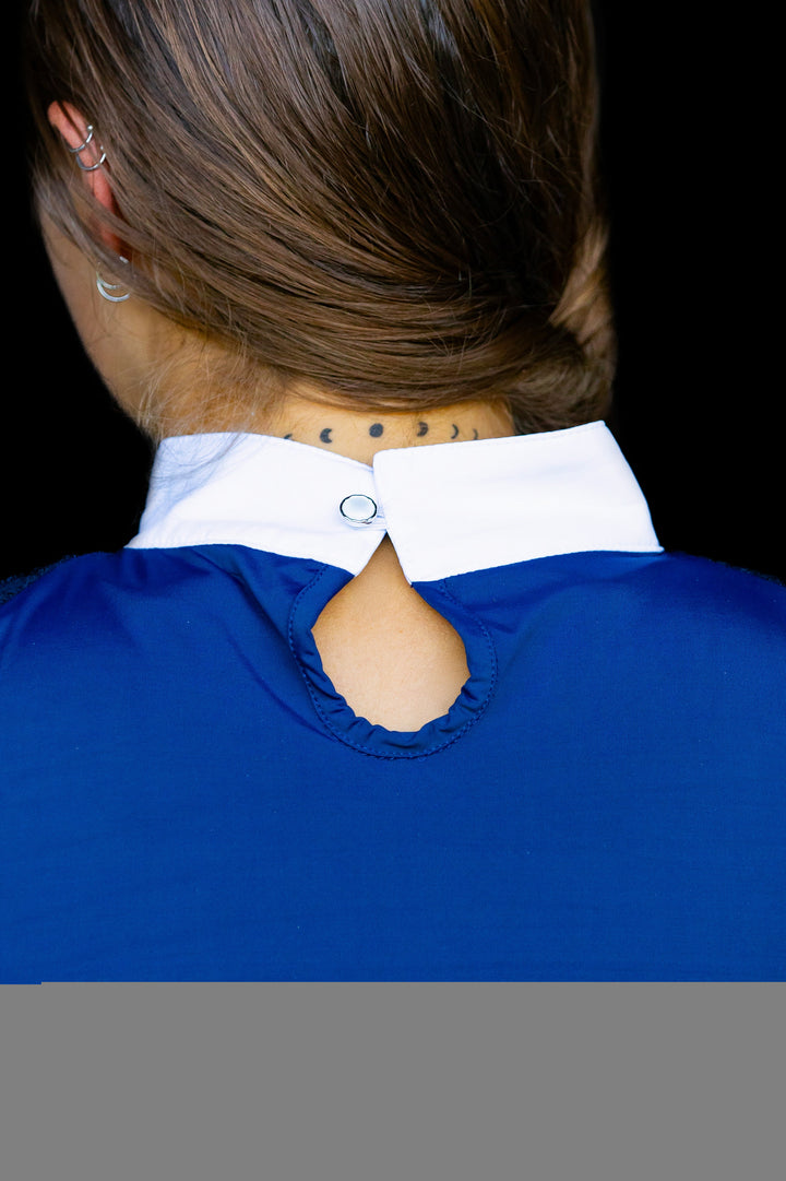 Short Sleeve Lace Riding Shirt- Navy