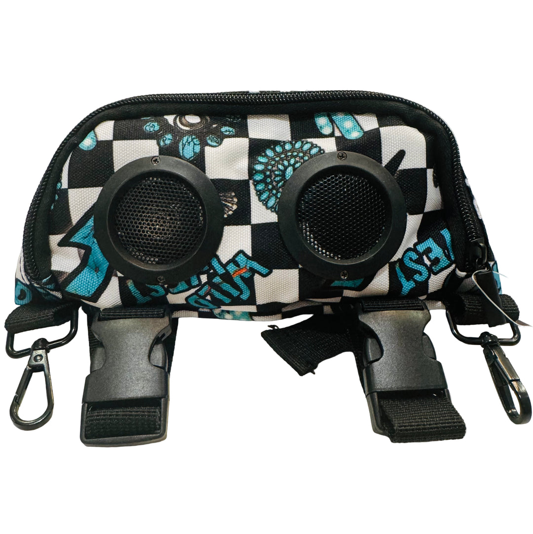 Turquoise Glass Beat Bag Saddle Pouch -with Bluetooth Speakers