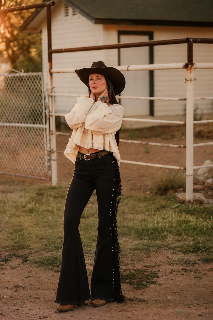 Texas Sun Bell Black Denim Bottom Jeans GJG DENIM