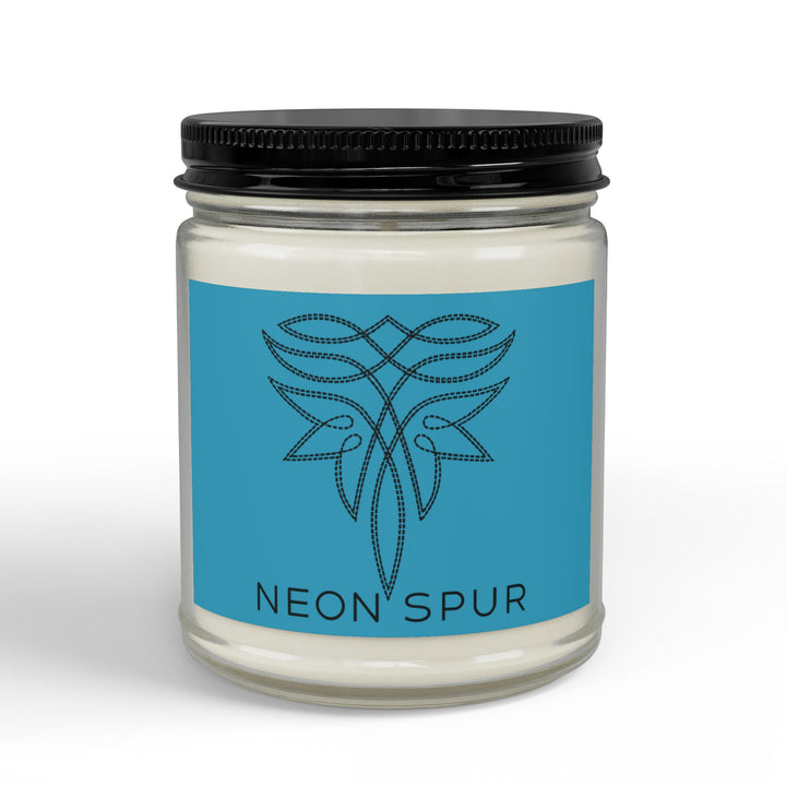 Turquoise Boot Stitch Soy Scented Candle Jar — 4oz & 9oz Amber Jar with Black Lid