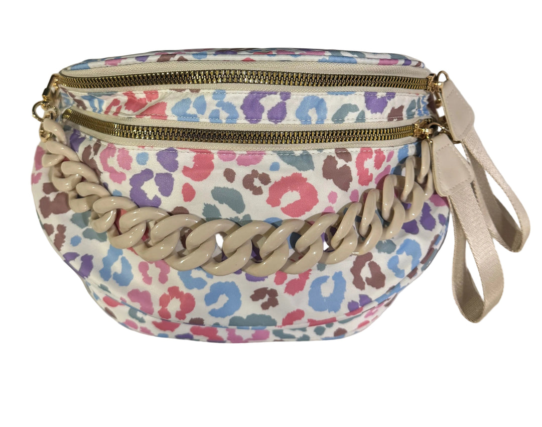 Pastel Cheetah Outlaw Crescent Crossbody Sling Bag Neon Spur