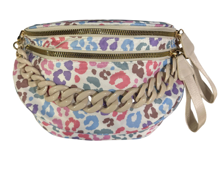 Pastel Cheetah Outlaw Crescent Crossbody Sling Bag Neon Spur