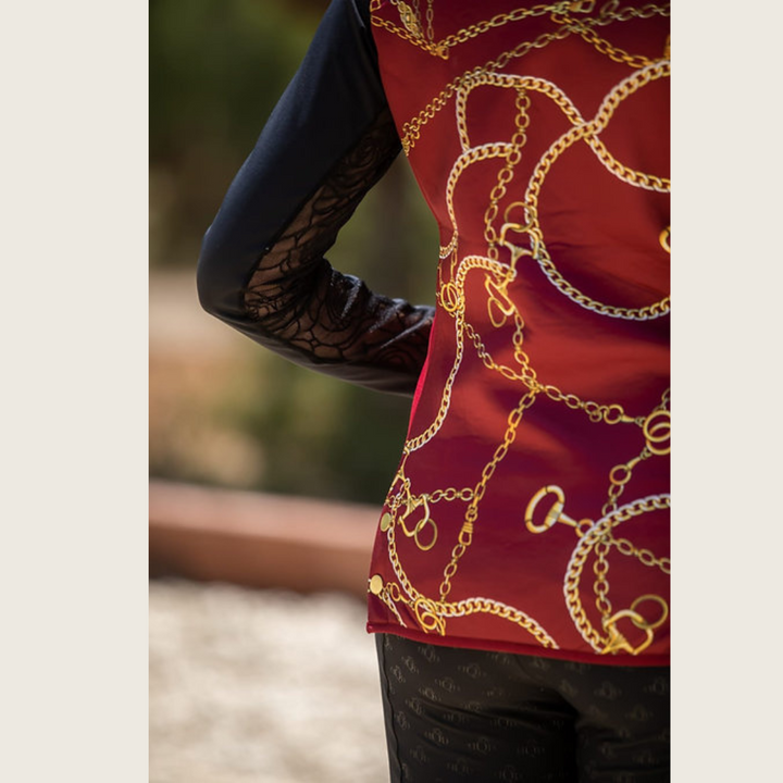 Burgundy Chain Link Print Vest