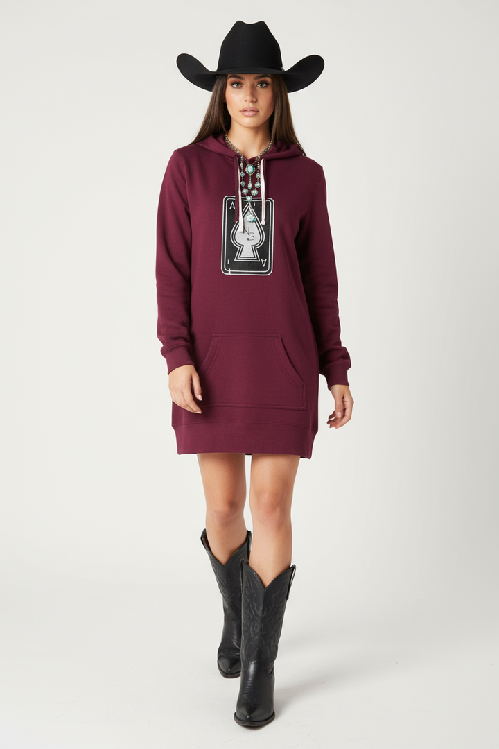 Spaded Aces Neon Spur Hooded Sweatshirt Dress