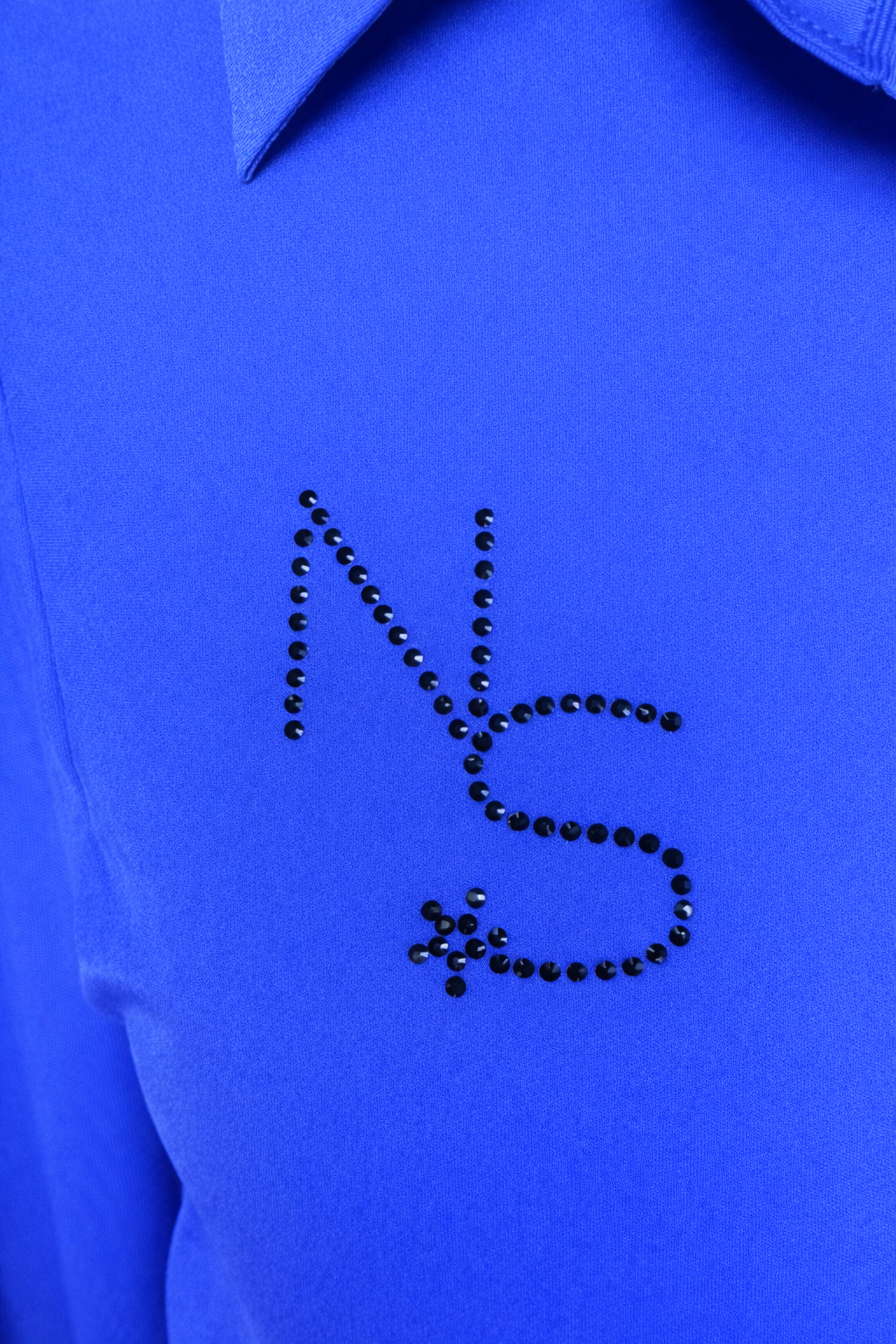 Neon Spur Royal Blue 4-Way Stretch Button Up Rodeo Shirt -Black Crystal Logo