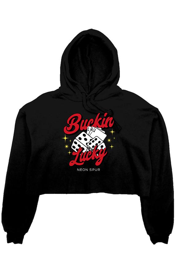 Buckin Lucky Crop Fleece Hoodie