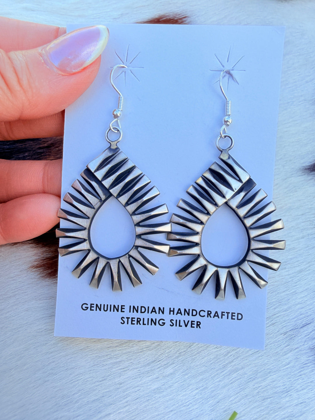 Handcrafted Beth Dutton Collection Sterling Silver Dangle Earrings Nizhoni Traders LLC