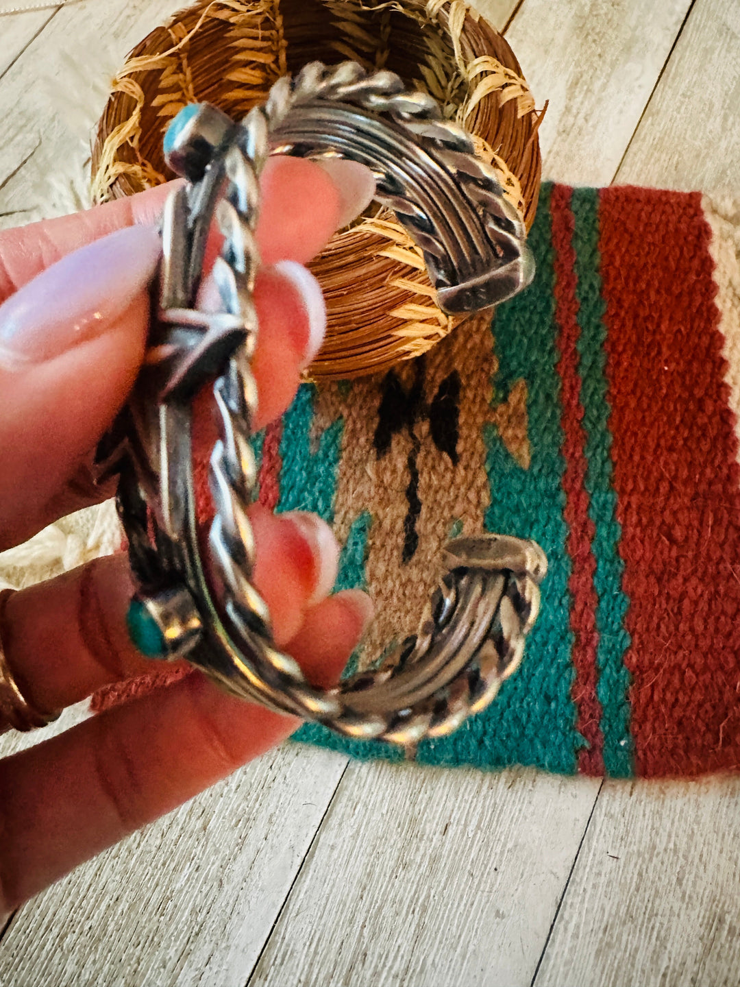 Handcrafted Sterling Silver & Turquoise Star Cuff Bracelet Nizhoni Traders LLC