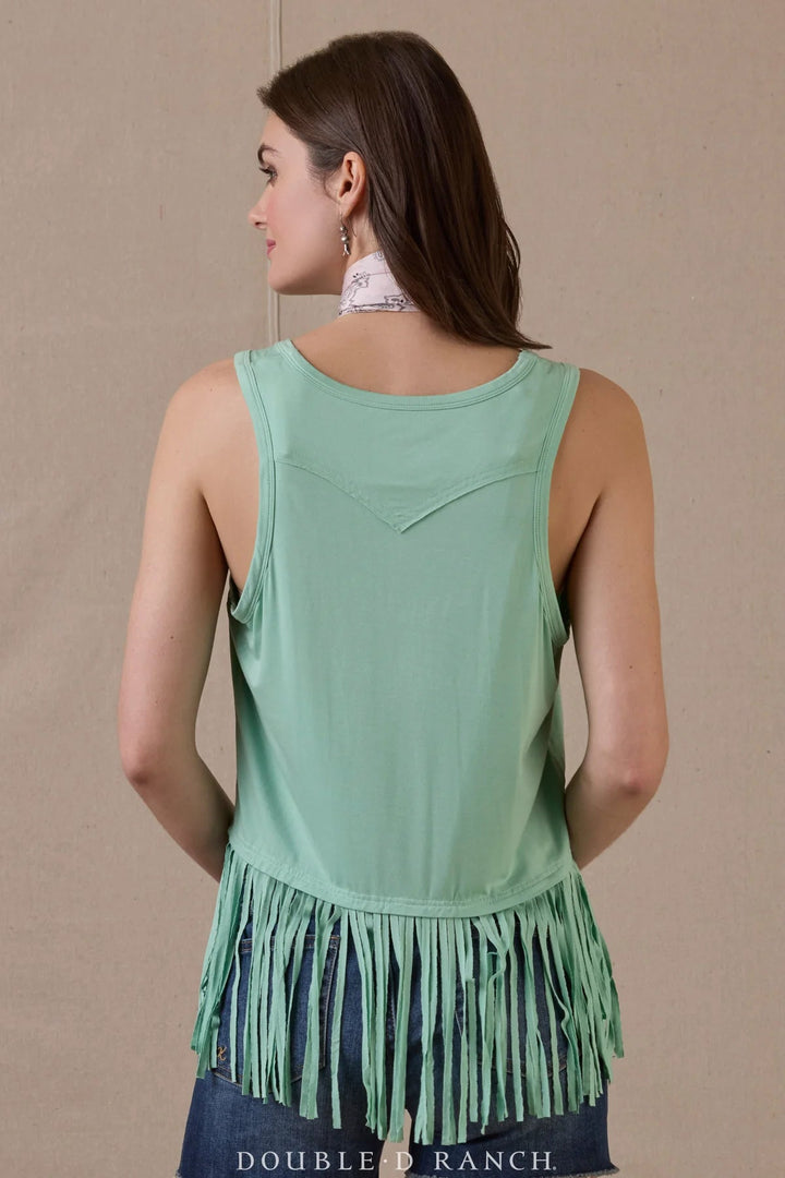Double D Ranch Rhinestone Suits & Cowboy Boots Fringe Tank Top Neon Spur