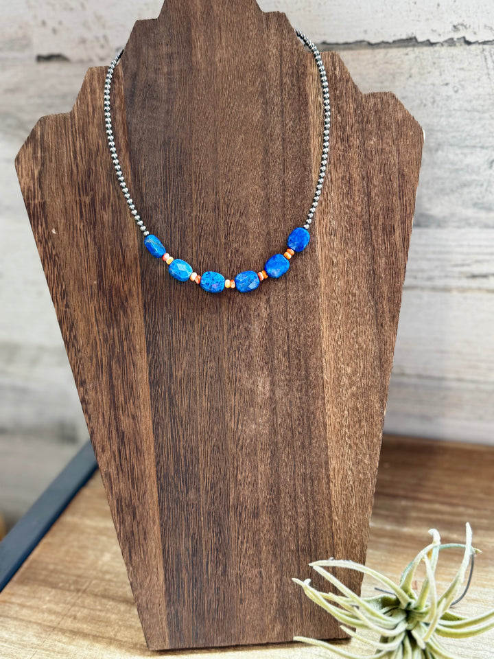 Sterling Silver & Spiny Oyster Choker with Lapis Necklace The Bijoux FAB Jewelry
