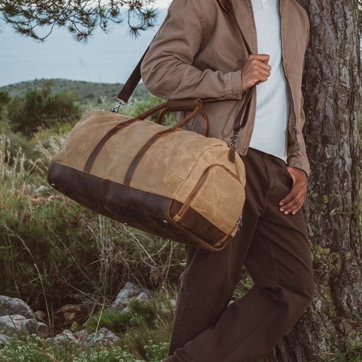 Canvas & Full-Grain Cowhide Leather Weekender Bag