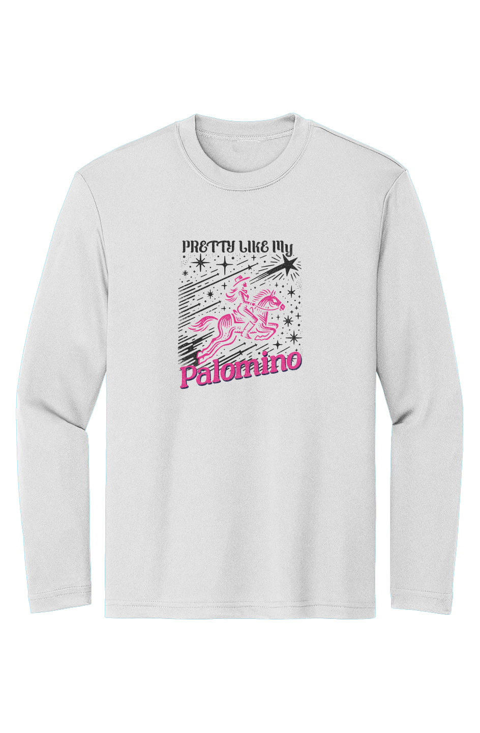 Pretty Like My Palomino Girls Sport-Tek Moisture-Wicking Long Sleeve Tee