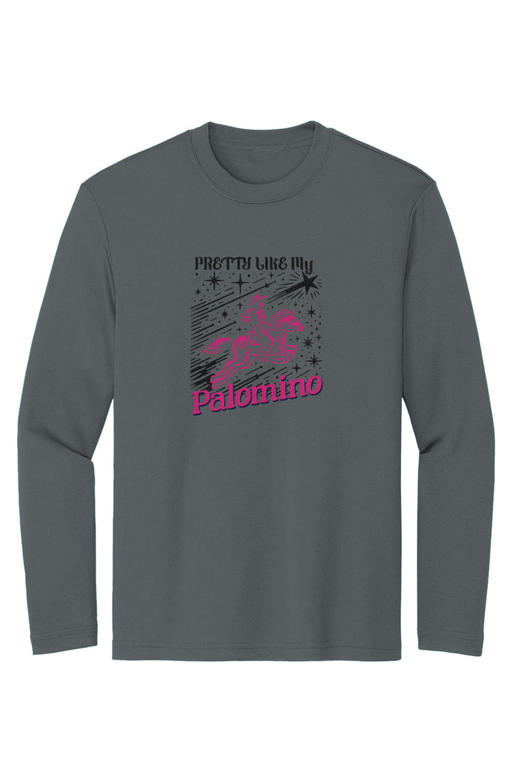 Pretty Like My Palomino Girls Sport-Tek Moisture-Wicking Long Sleeve Tee