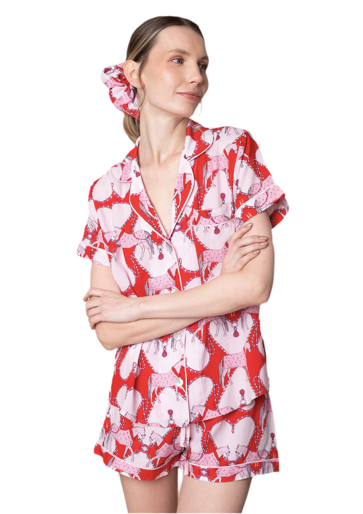 Horsebond PJ’s Set Short Sleeve -Red & White