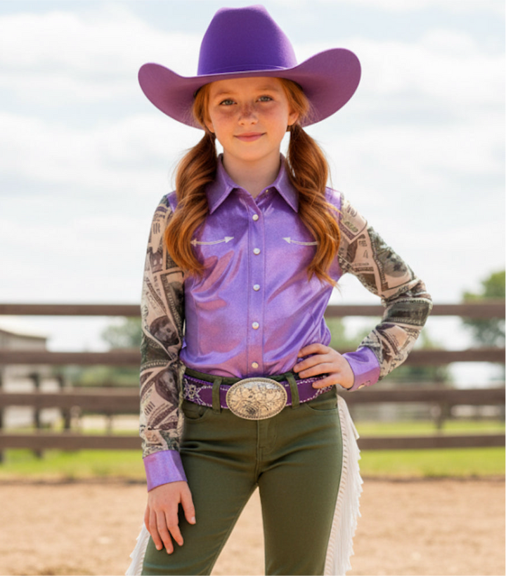Girls All In Pearl Snap Rodeo Shirt