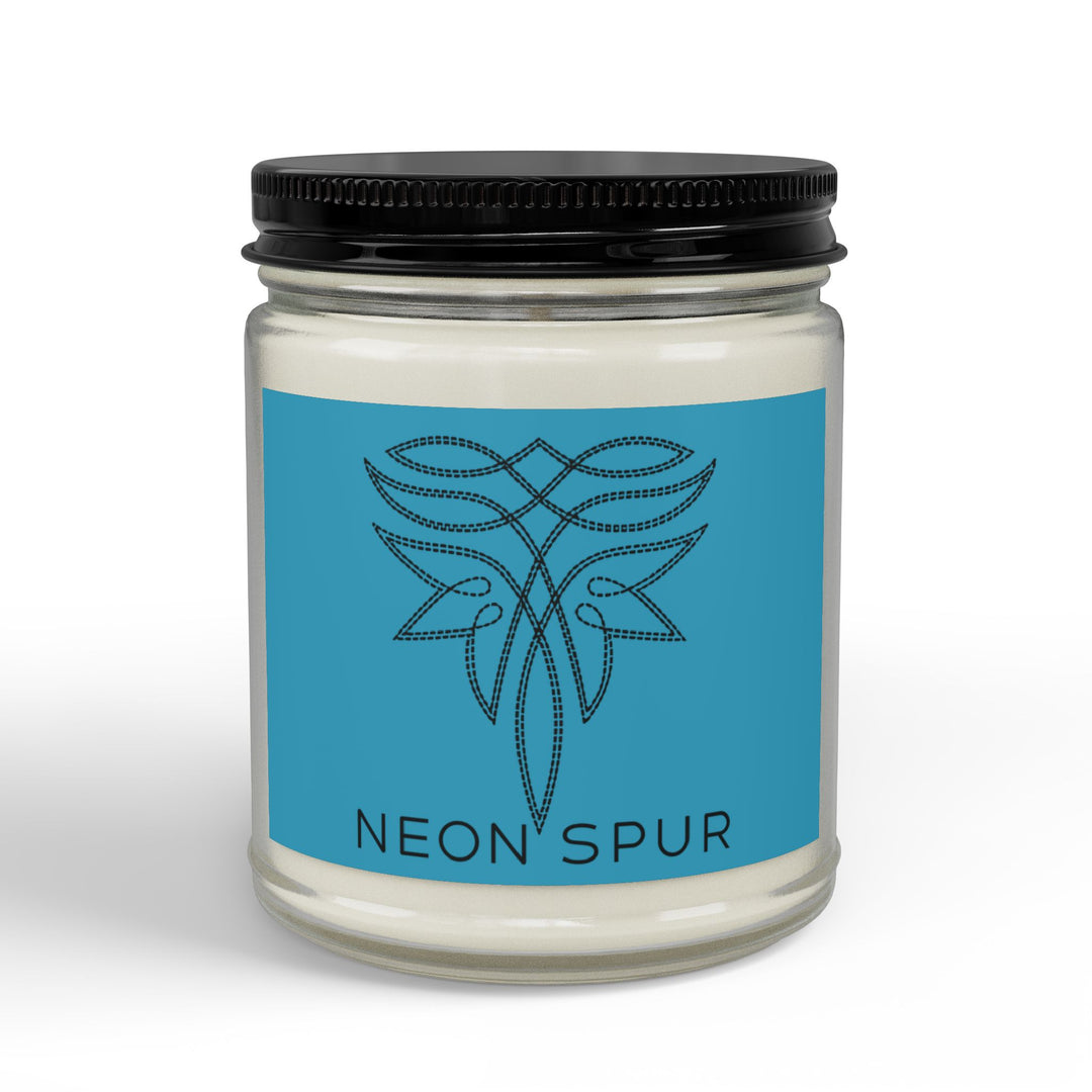 Turquoise Boot Stitch Soy Scented Candle Jar — 4oz & 9oz Amber Jar with Black Lid