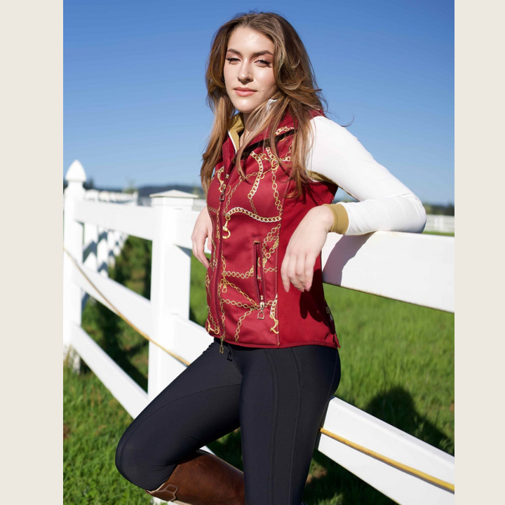 Burgundy Chain Link Print Vest