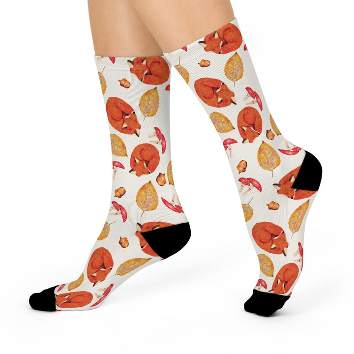 Autumn Fox Crew Socks Printify