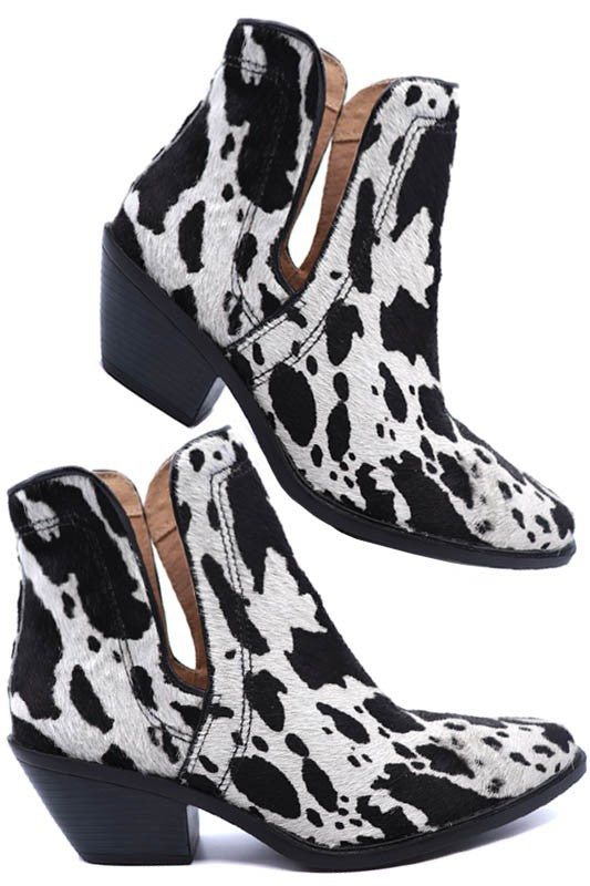 Western Cut-Out Animal Hair Booties