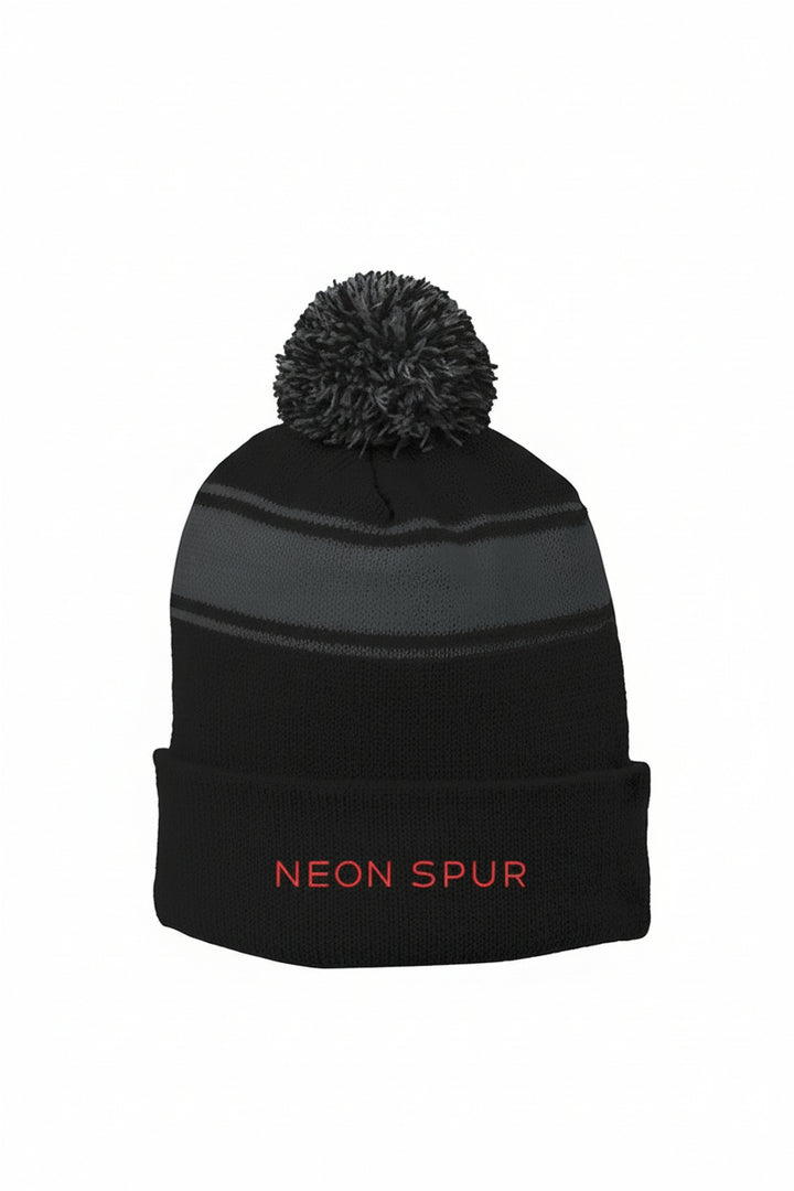 Neon Spur Logo Stripe Pom Beanie