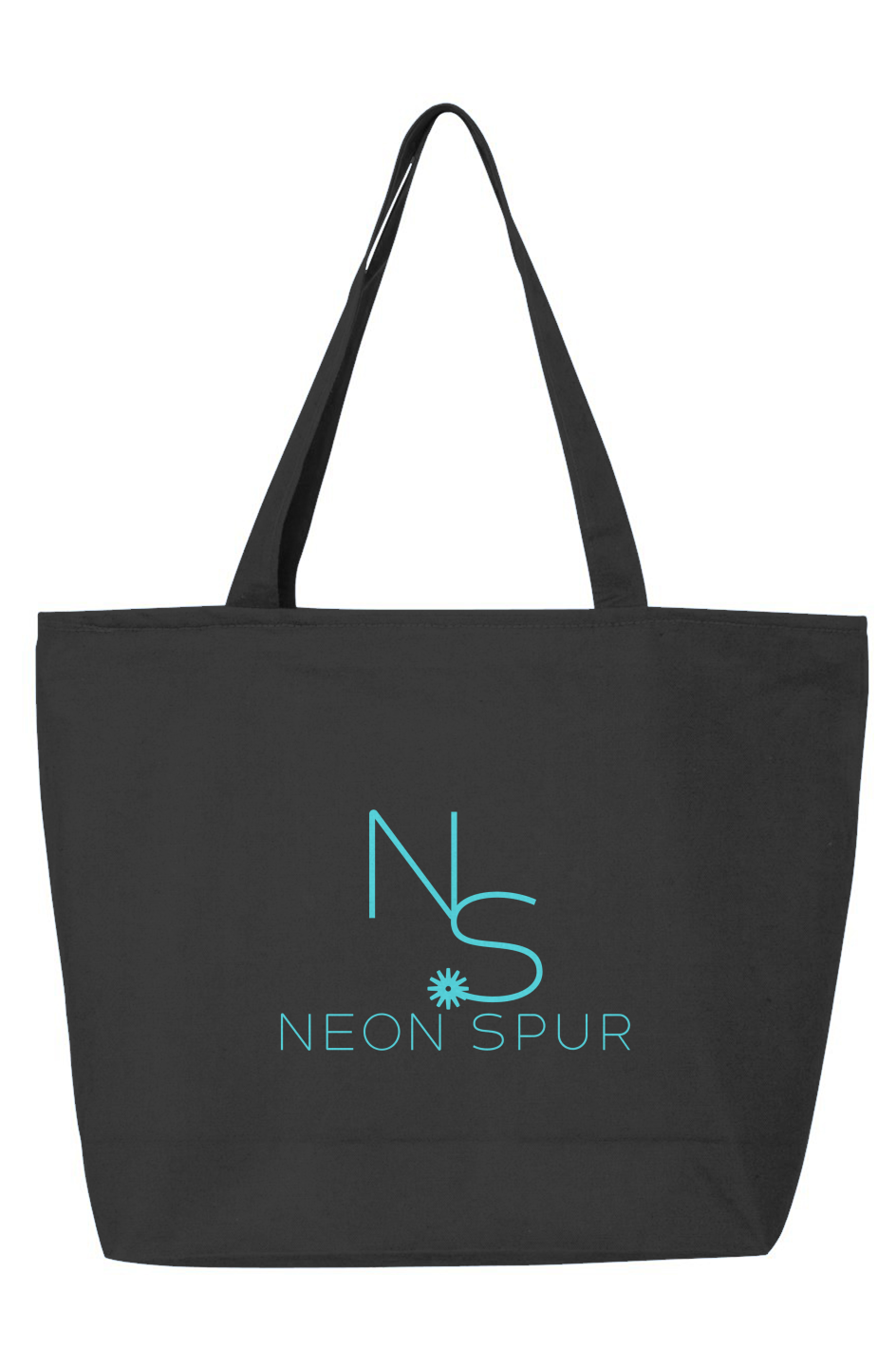 Neon Spur Logo Zippered Tote -Turquoise