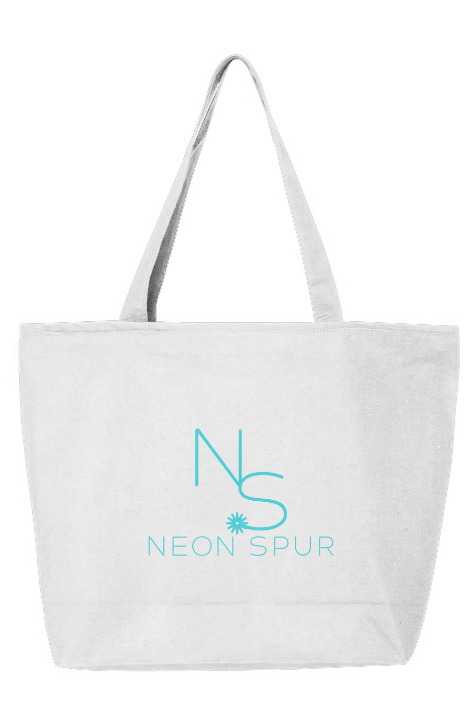 Neon Spur Logo Zippered Tote -Turquoise