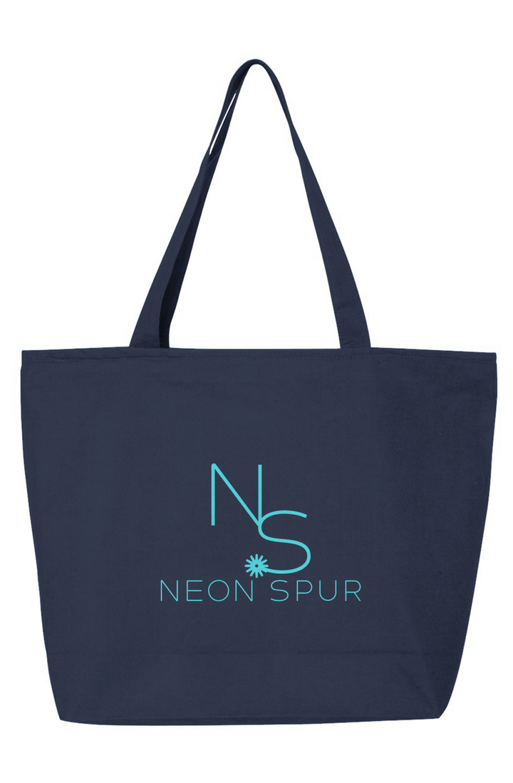 Neon Spur Logo Zippered Tote -Turquoise