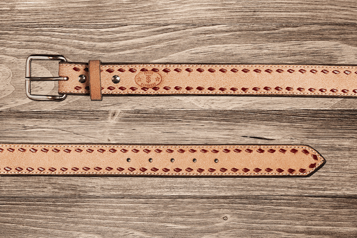 Roughout Buckstitch Leather Belt