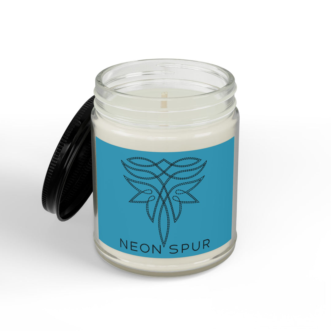 Turquoise Boot Stitch Soy Scented Candle Jar — 4oz & 9oz Amber Jar with Black Lid