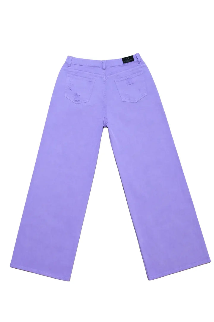 Easter Purple Spring Patch High Waist Distressed Wide Leg Baggy Jeans Neon Spur