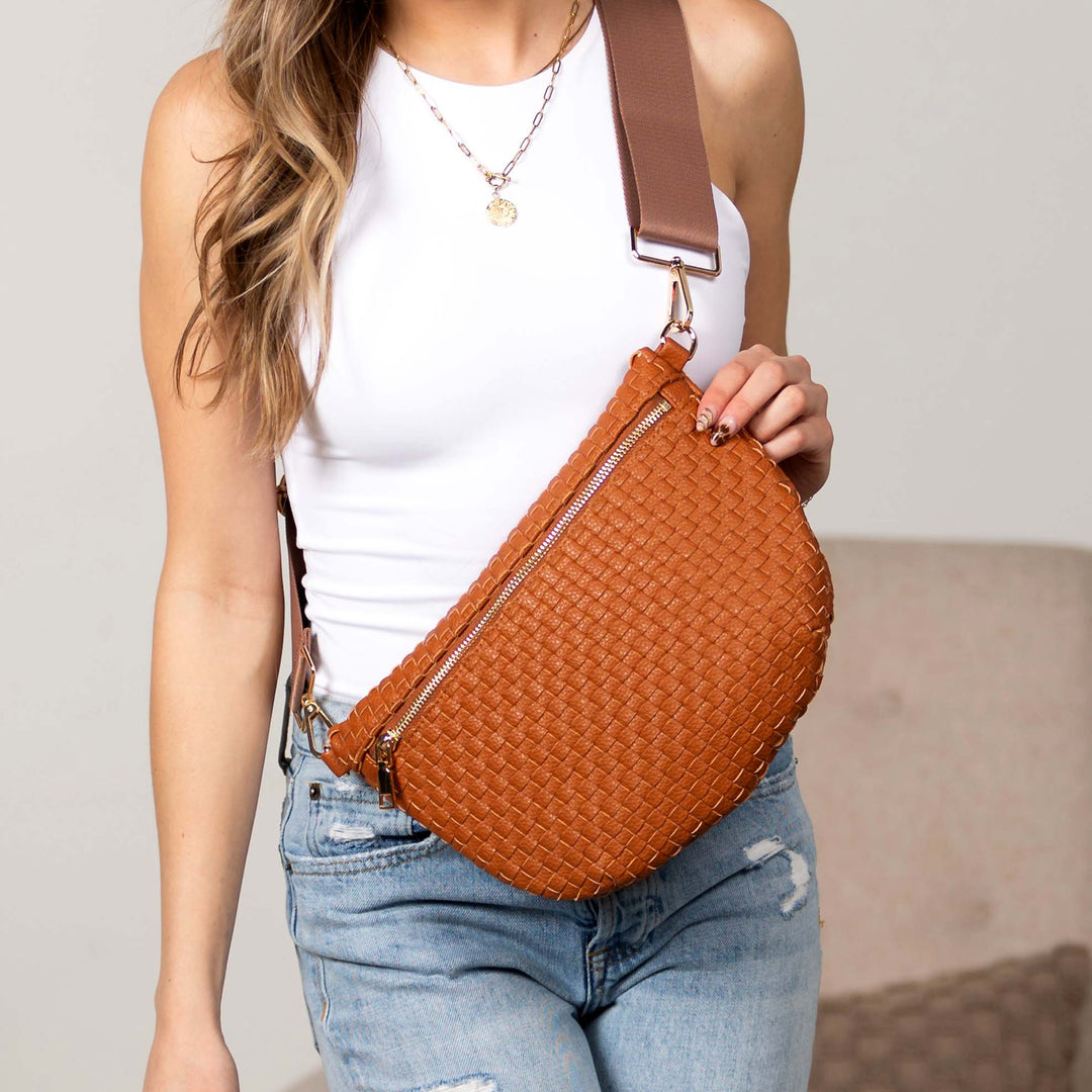Vivienne Solid Woven Crossbody Sling Bag Aili's Corner