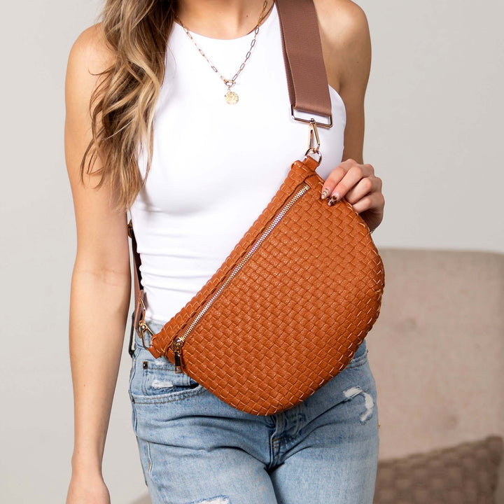 Vivienne Solid Woven Crossbody Sling Bag Aili's Corner