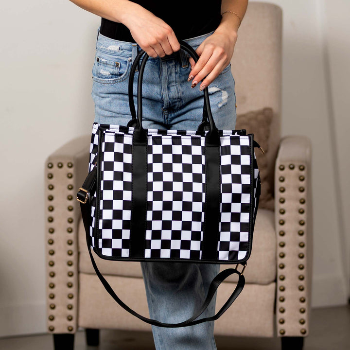 Dallas Checkered Tote Aili's Corner