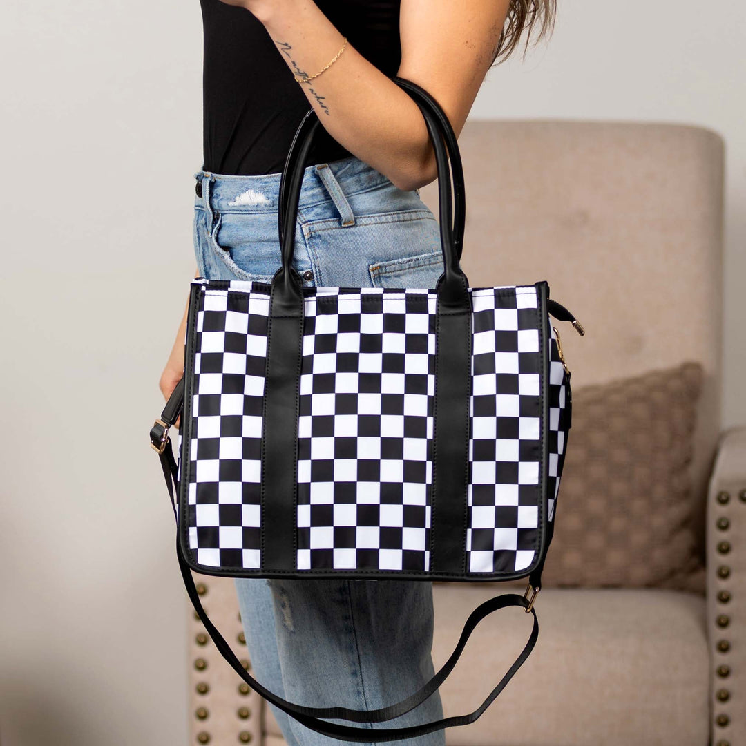 Dallas Checkered Tote Aili's Corner