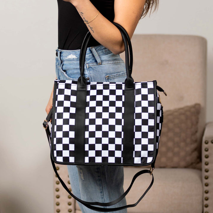 Dallas Checkered Tote Aili's Corner