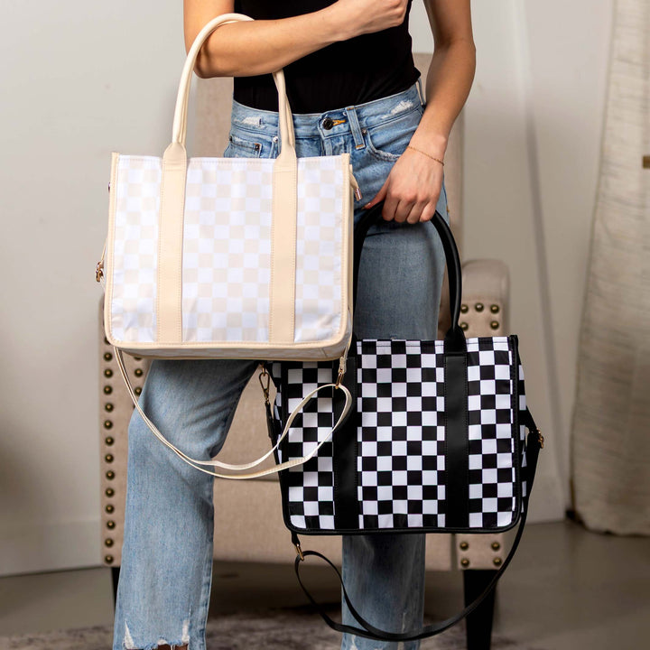 Dallas Checkered Tote Aili's Corner