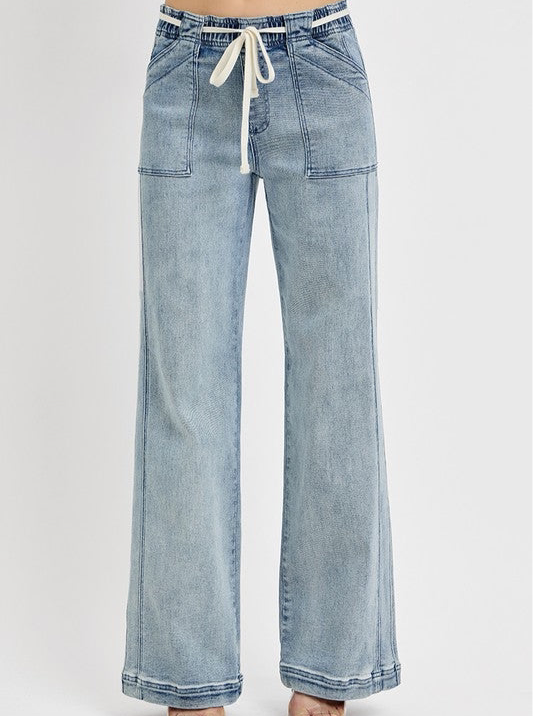 Randi Straight Wide Leg Jeans with Pockets