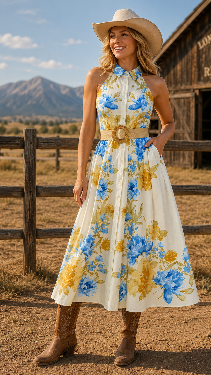 Sunny Daydream Woven Midi Dress Flying Tomato