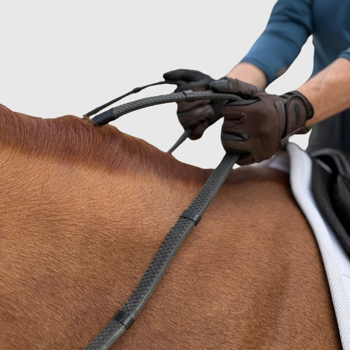 Super Grip Reins -Heavy Rubber Rein for Ultimate Grip- Hand Stops 5" (13cm) Apart CorrectConnect