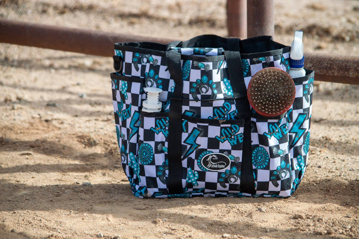 Turquoise Glass Grooming Tote