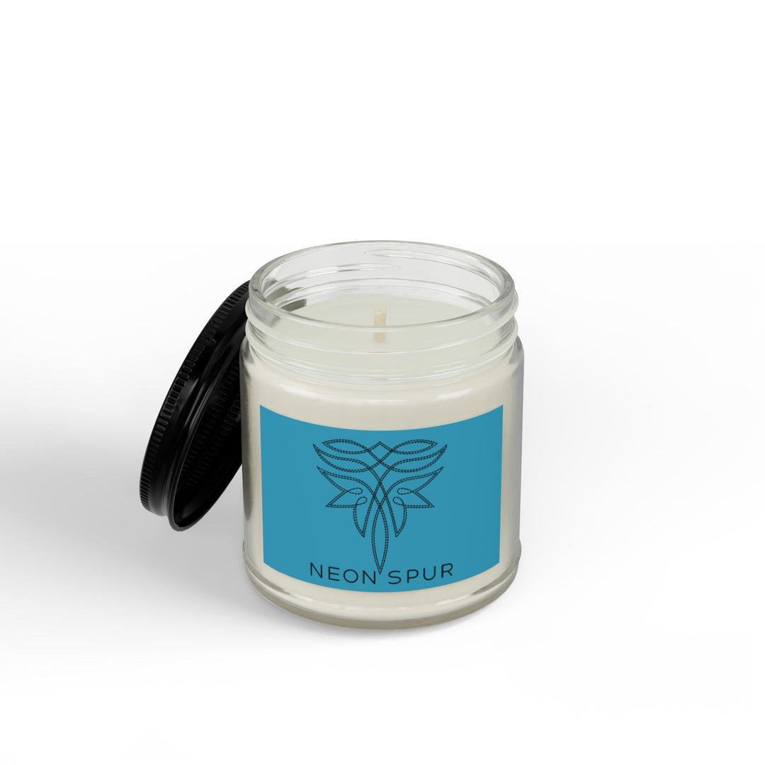 Turquoise Boot Stitch Soy Scented Candle Jar — 4oz & 9oz Amber Jar with Black Lid