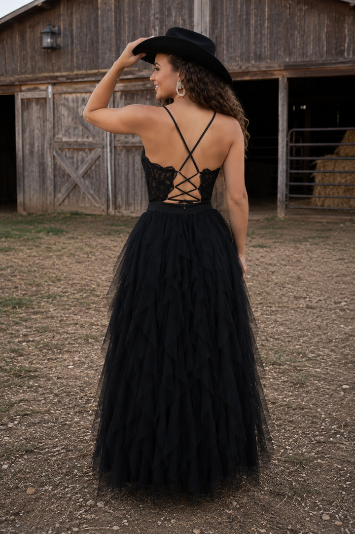 Dahlia Gown - Black - Tulle & Lace Dress Lady Black Tie