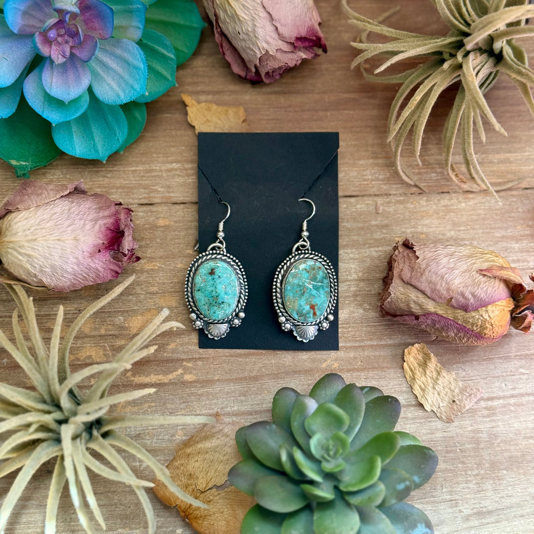 Sterling Silver Cripple Creek Turquoise Dangle Earrings by Shay Pfeiffer