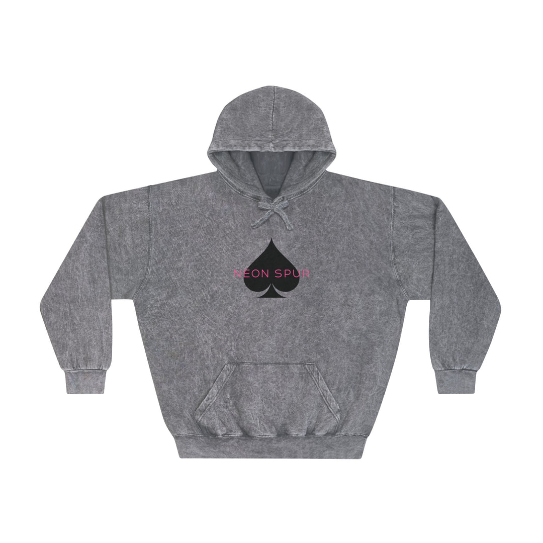 Pink Neon Spur Spade Mineral Wash Hoodie